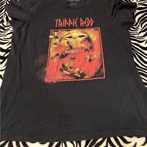 Black Graphic Tee with Red Design